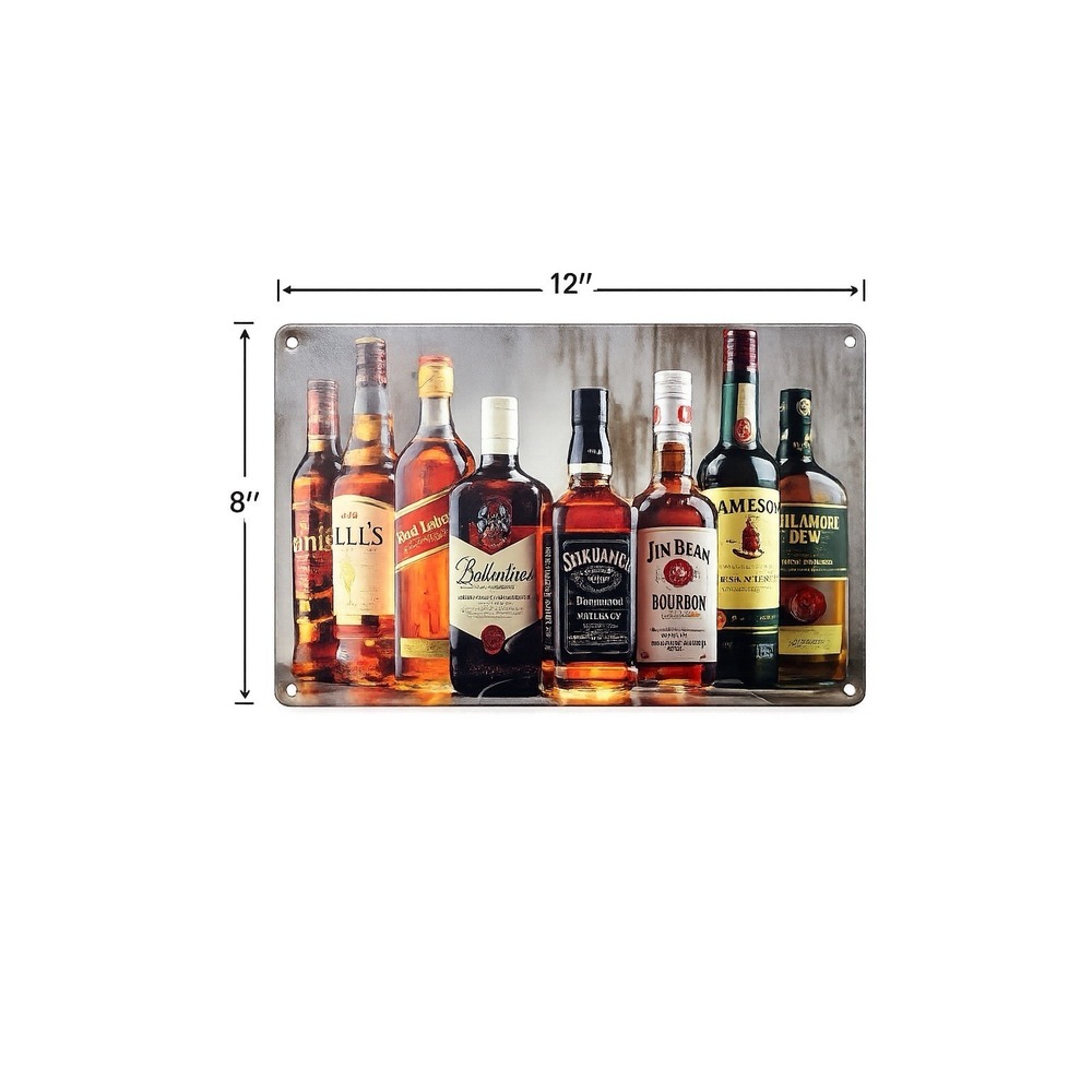 8x12 Whiskey Bourbon Bar Tin Sign Jack Daniels Jim Beam Jameson